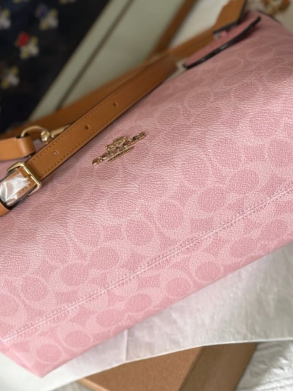 NWT Coach Gold/Powder Pink Laurel Shoulder Bag With Charms CEL12 - Picture 5 of 7